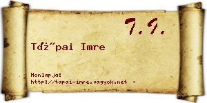 Tápai Imre névjegykártya